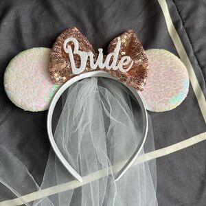 Minnie Mouse Bride Rose Gold Bow Ears